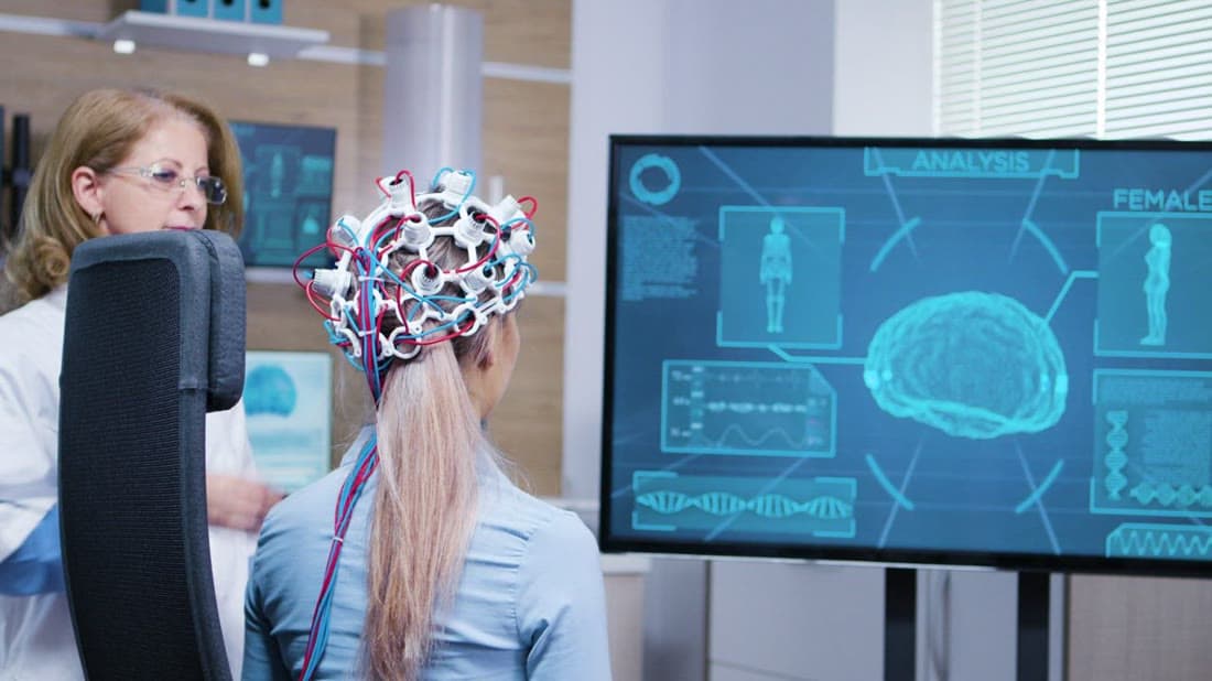 Doctor reviewing a digital scan with a patient
